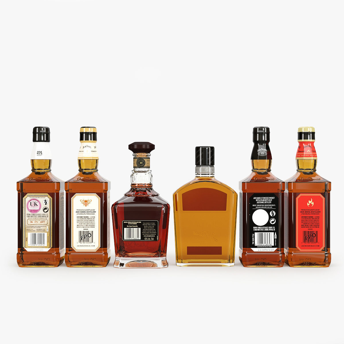 Jack Daniels Bottles Collection 3D model_12