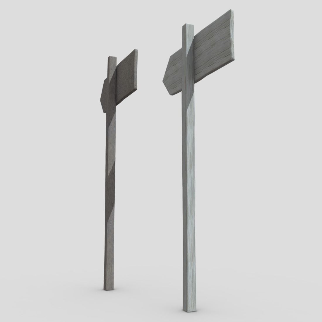 Wooden Sign 1 Low-poly 3D model_9