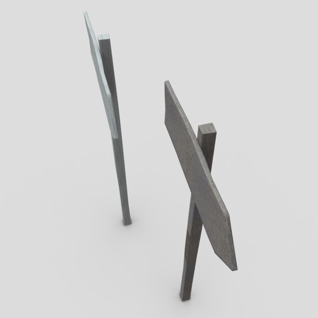 Wooden Sign 1 Low-poly 3D model_3