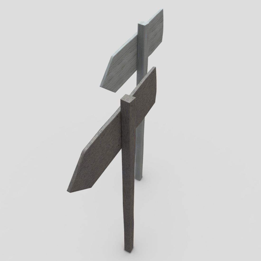 Wooden Sign 1 Low-poly 3D model_4