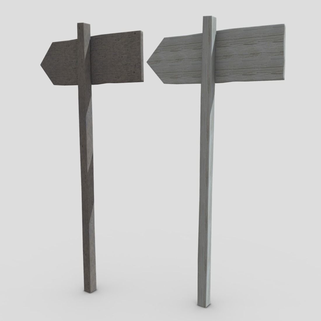 Wooden Sign 1 Low-poly 3D model_8