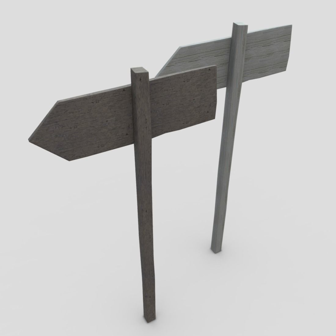 Wooden Sign 1 Low-poly 3D model_6