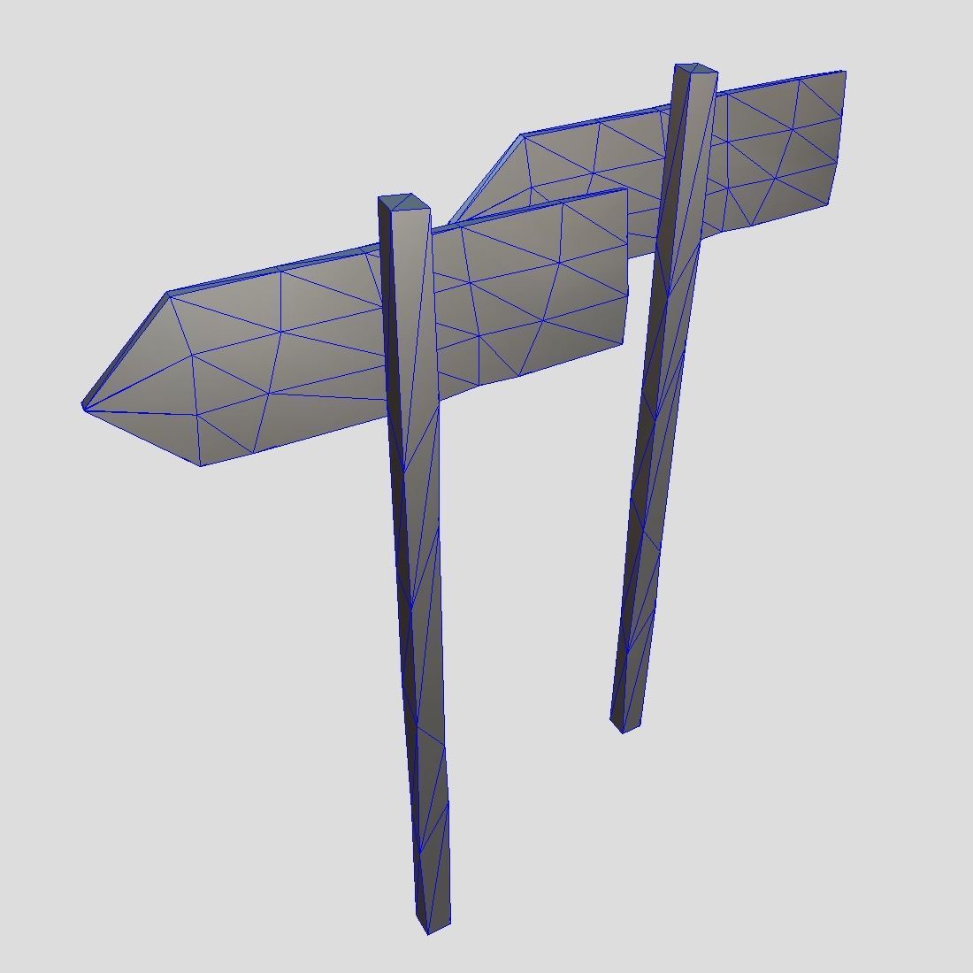 Wooden Sign 1 Low-poly 3D model_7