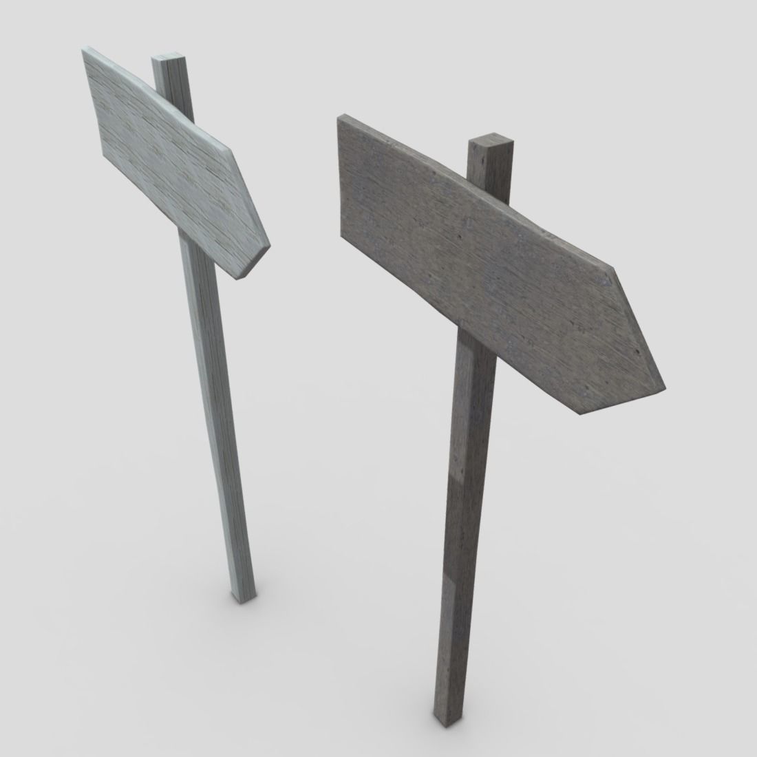 Wooden Sign 1 Low-poly 3D model_2