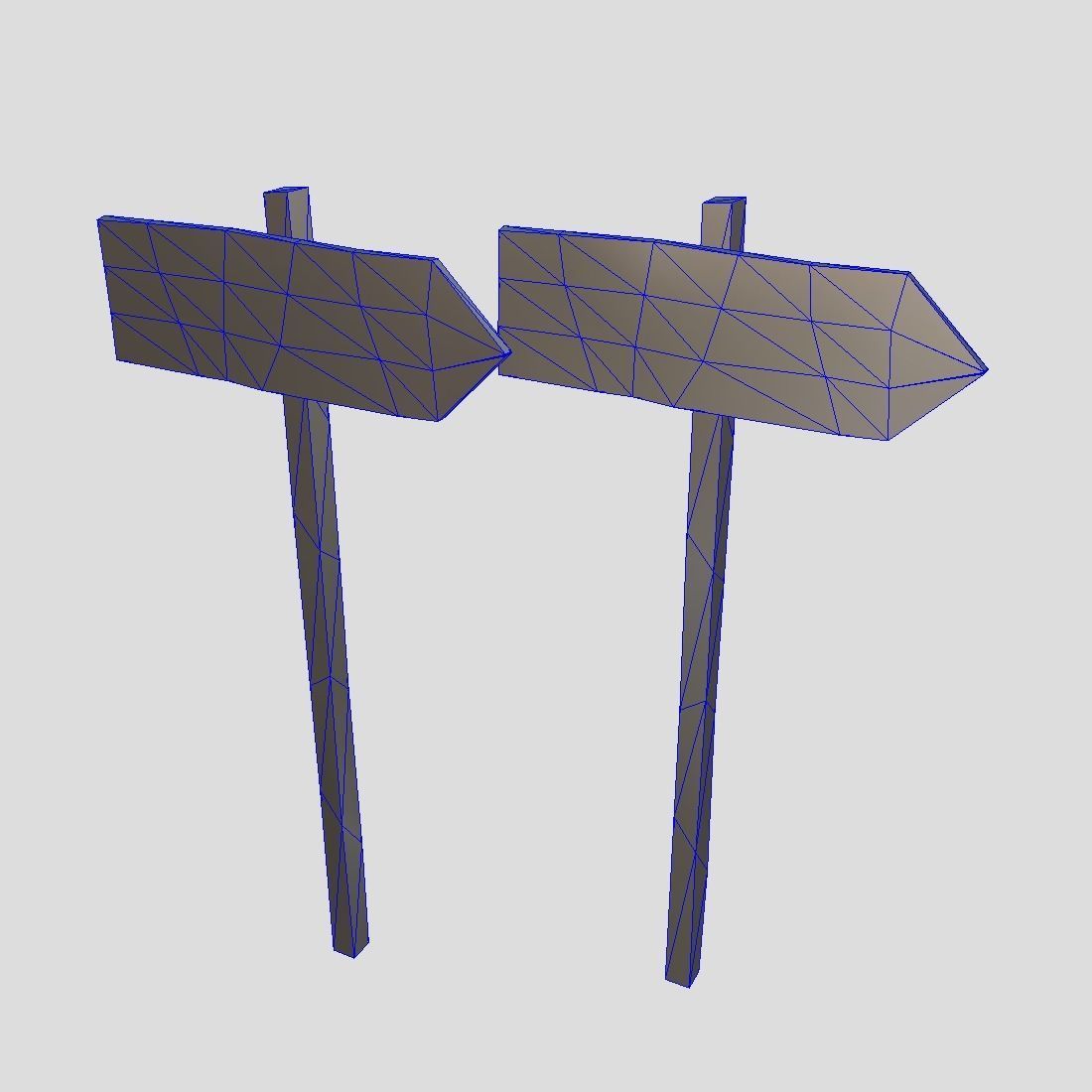 Wooden Sign 1 Low-poly 3D model_1