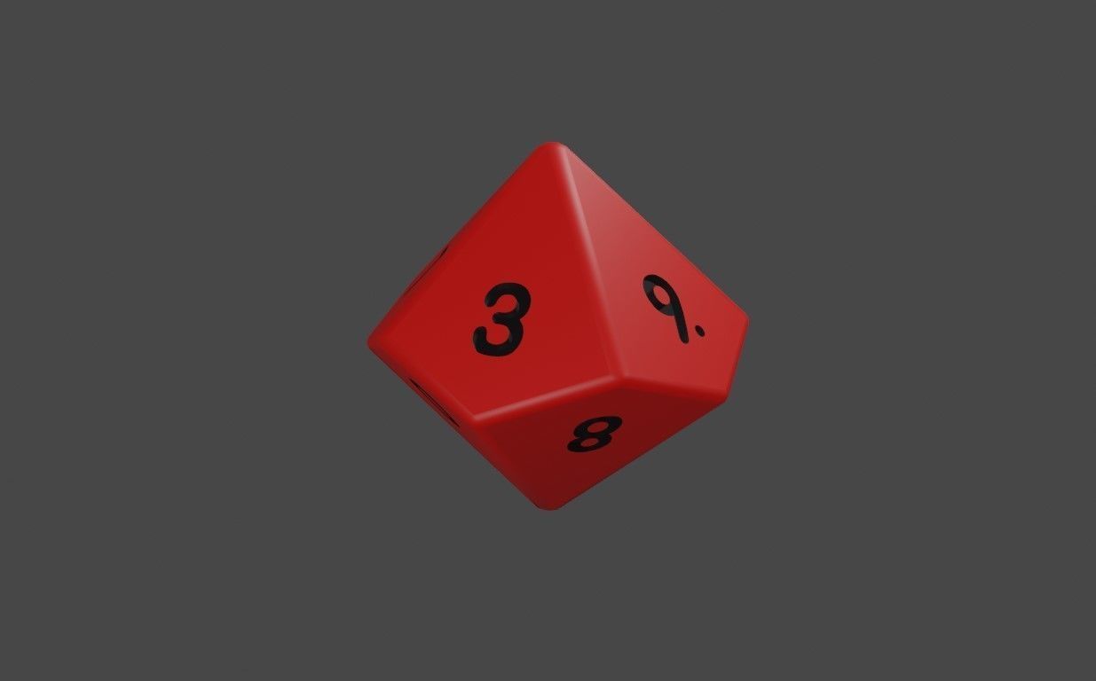Dice Ten Sides High Poly - Dado Dez Lados Low-poly 3D model_3