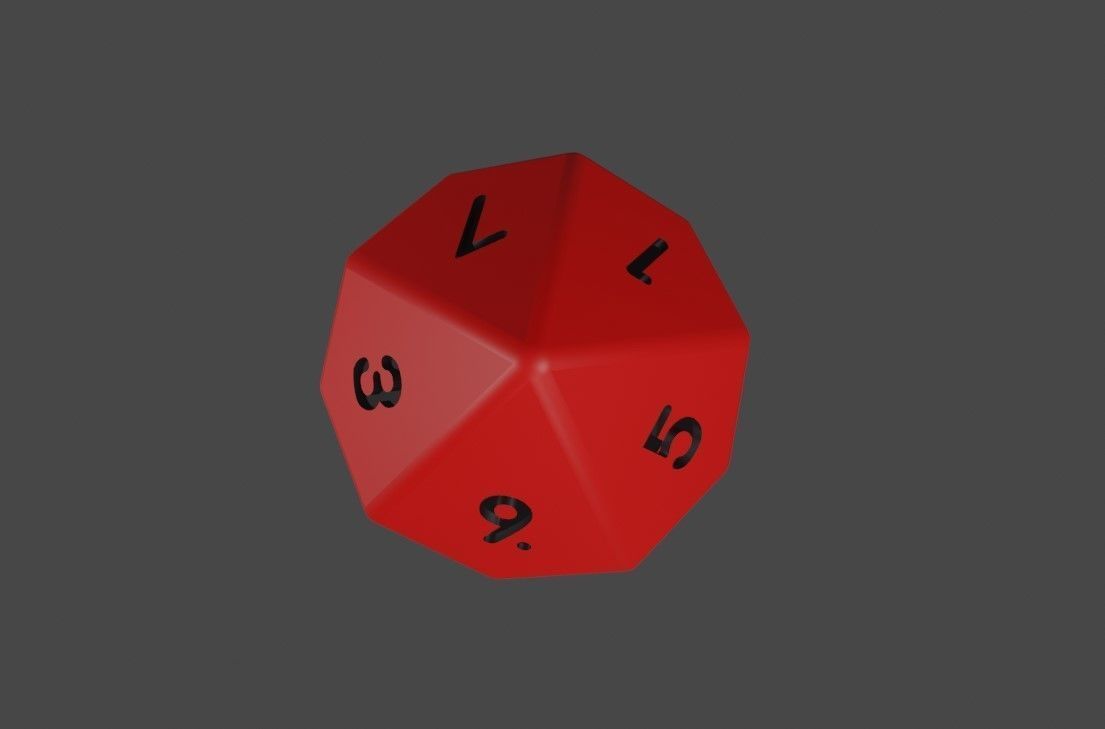 Dice Ten Sides High Poly - Dado Dez Lados Low-poly 3D model_5