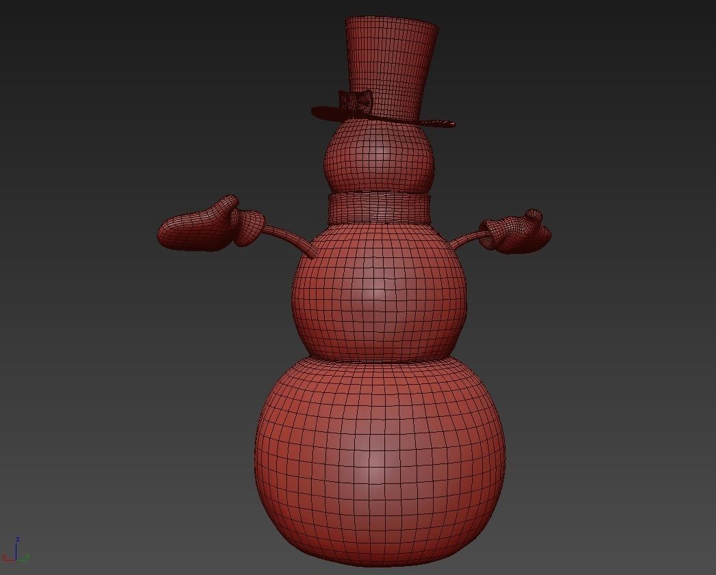 Snowman wearing hat and gloves 3D model_11