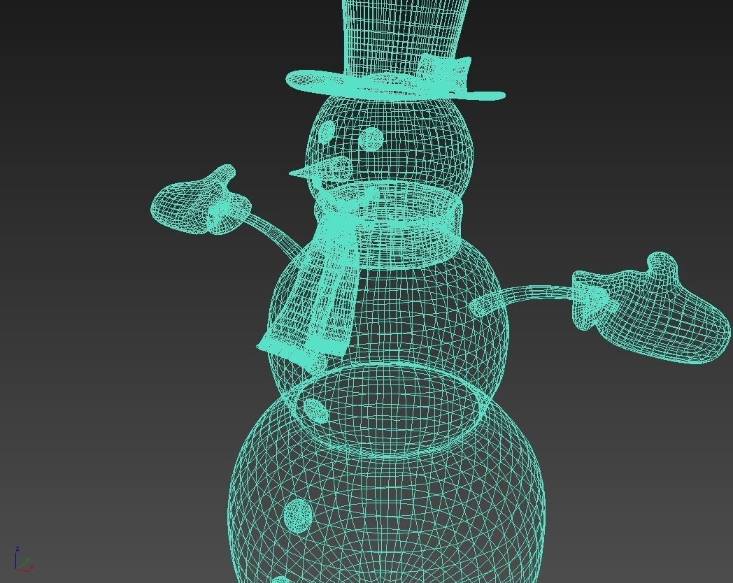 Snowman wearing hat and gloves 3D model_16