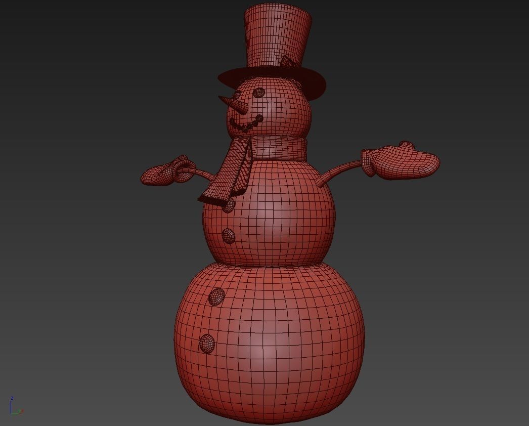 Snowman wearing hat and gloves 3D model_17