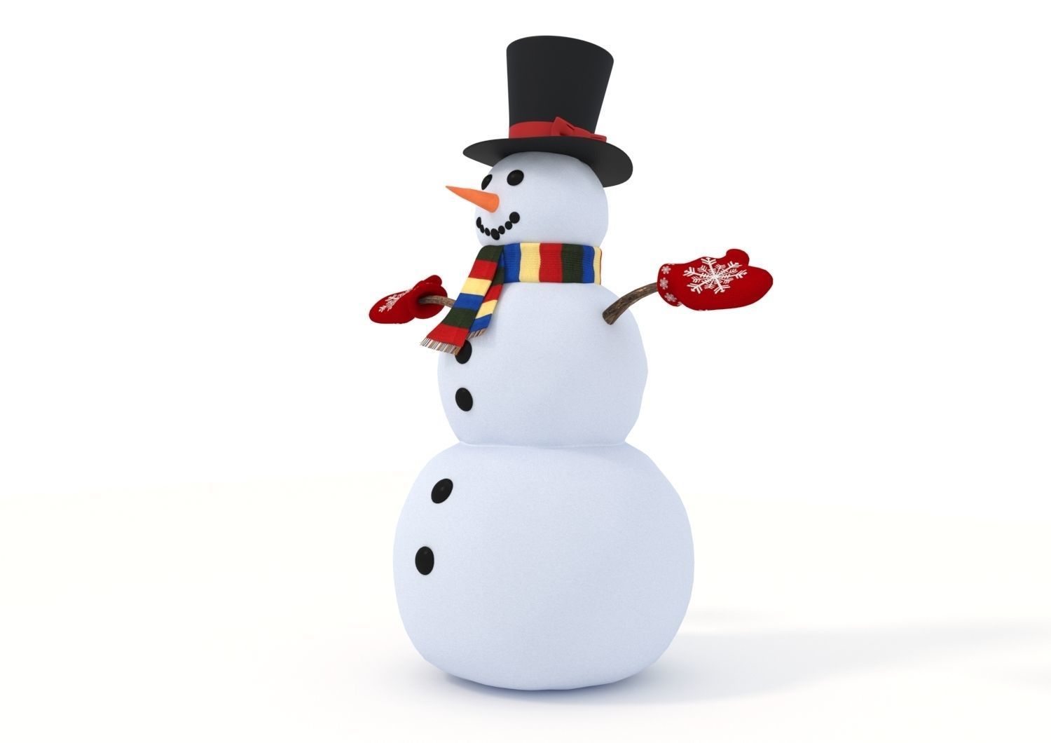 Snowman wearing hat and gloves 3D model_1