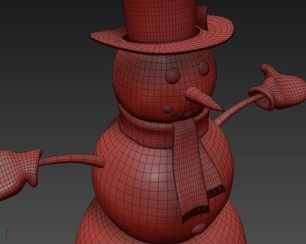 Snowman wearing hat and gloves 3D model_15