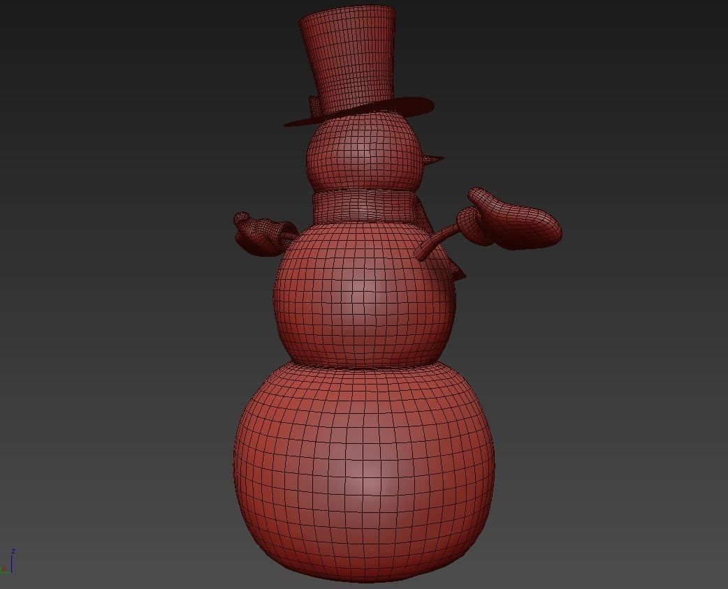 Snowman wearing hat and gloves 3D model_13