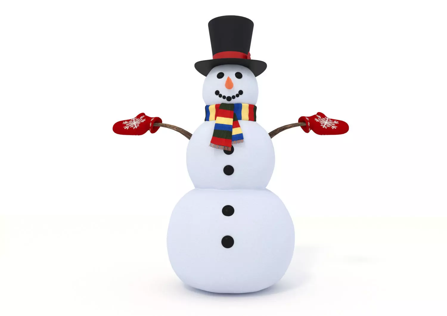 Snowman wearing hat and gloves 3D model_0
