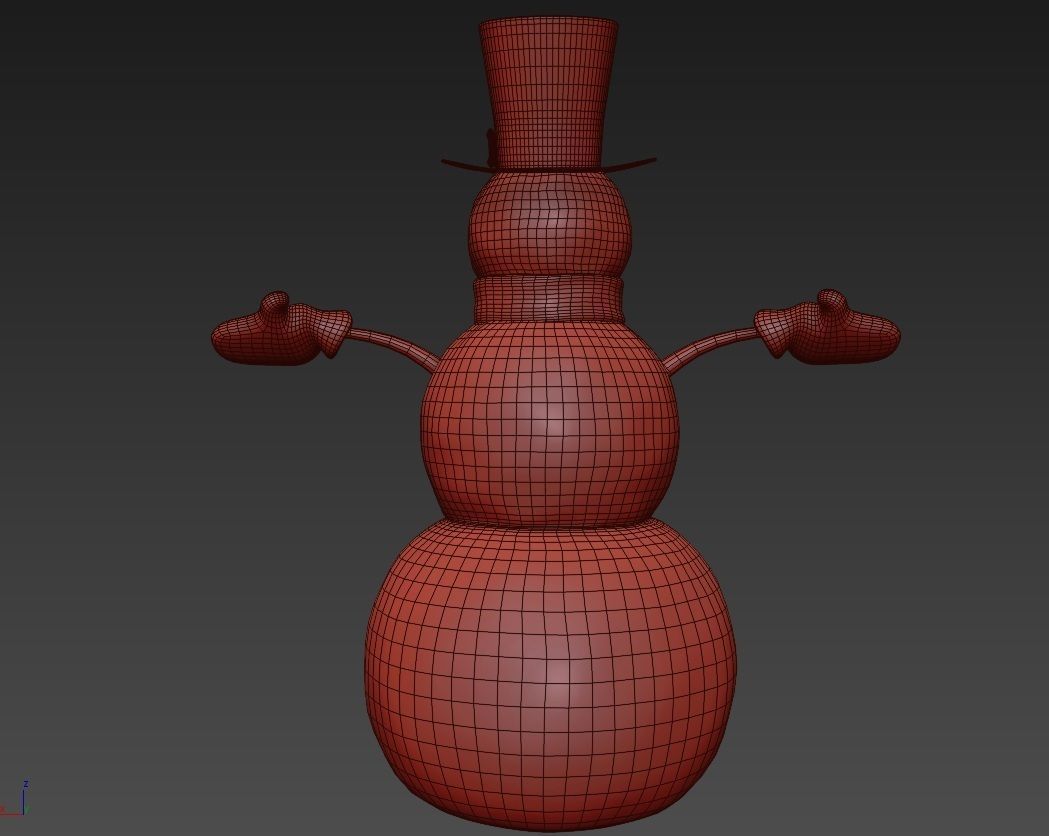 Snowman wearing hat and gloves 3D model_12