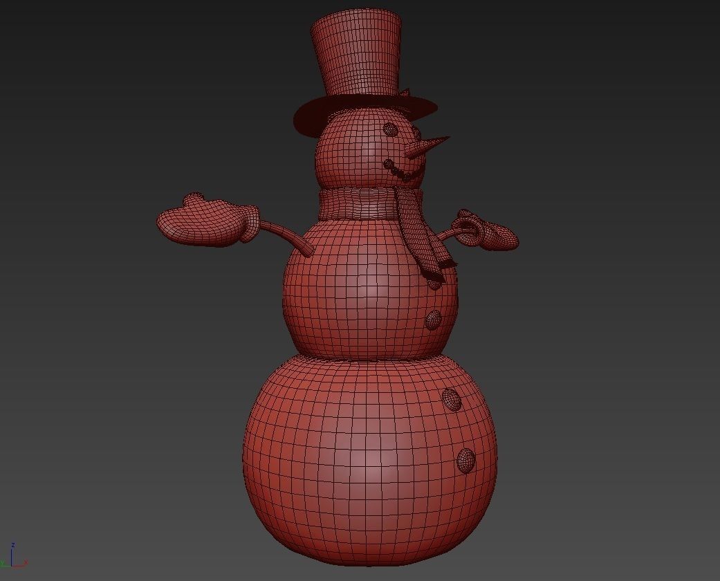 Snowman wearing hat and gloves 3D model_6