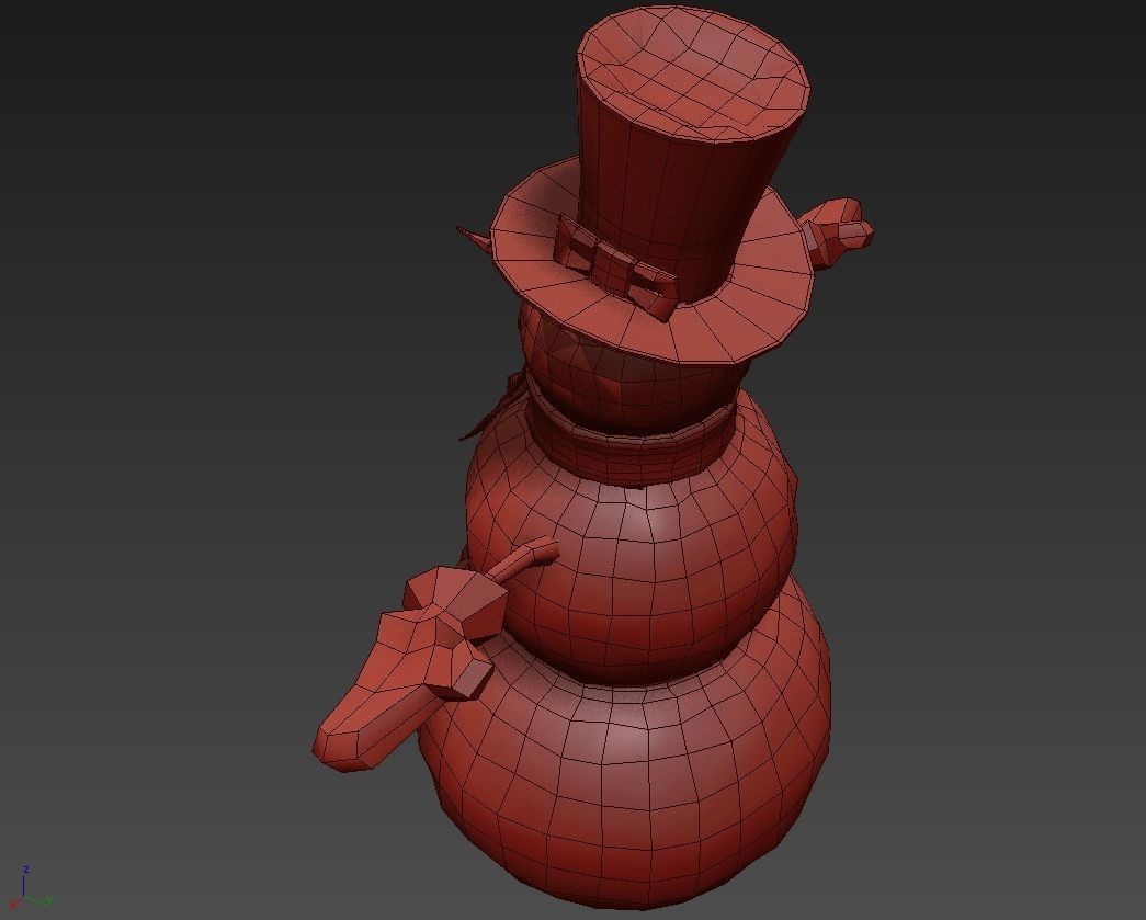 Snowman wearing hat and gloves 3D model_9
