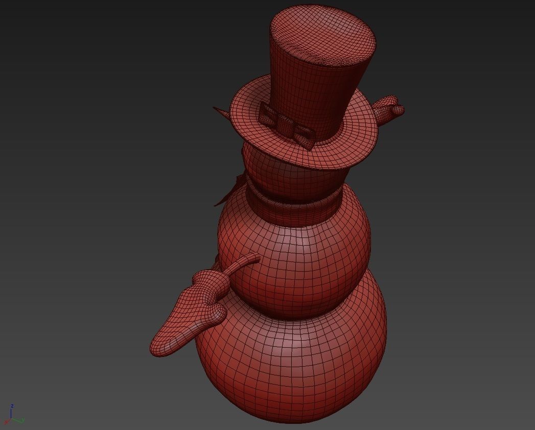 Snowman wearing hat and gloves 3D model_10