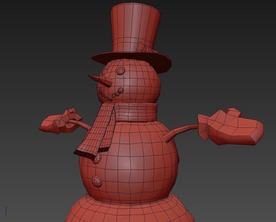 Snowman wearing hat and gloves 3D model_7