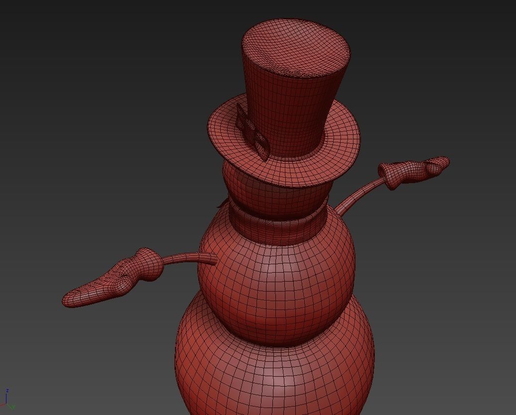 Snowman wearing hat and gloves 3D model_14