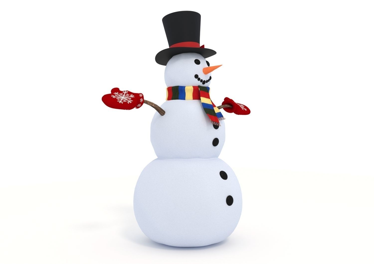 Snowman wearing hat and gloves 3D model_2