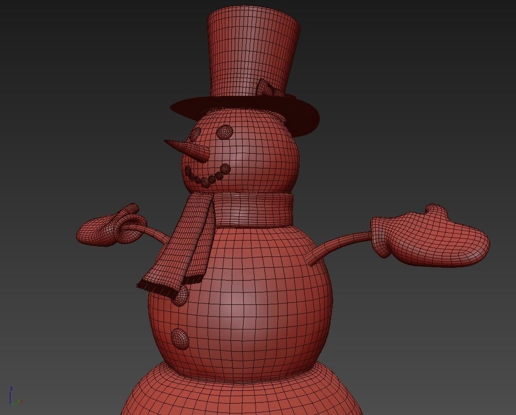 Snowman wearing hat and gloves 3D model_8