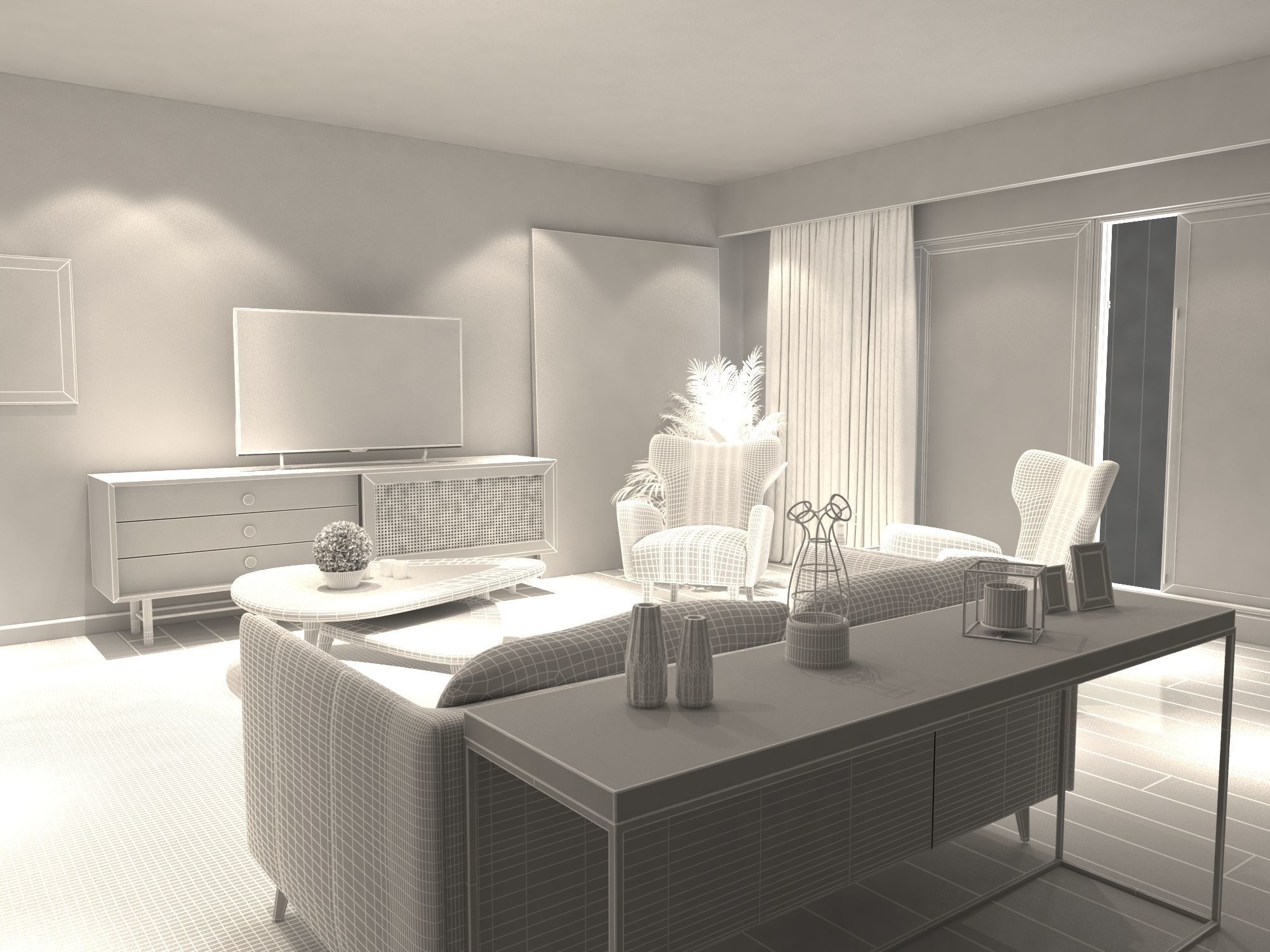 3D Scandinavian Style Interior model 3D model_4