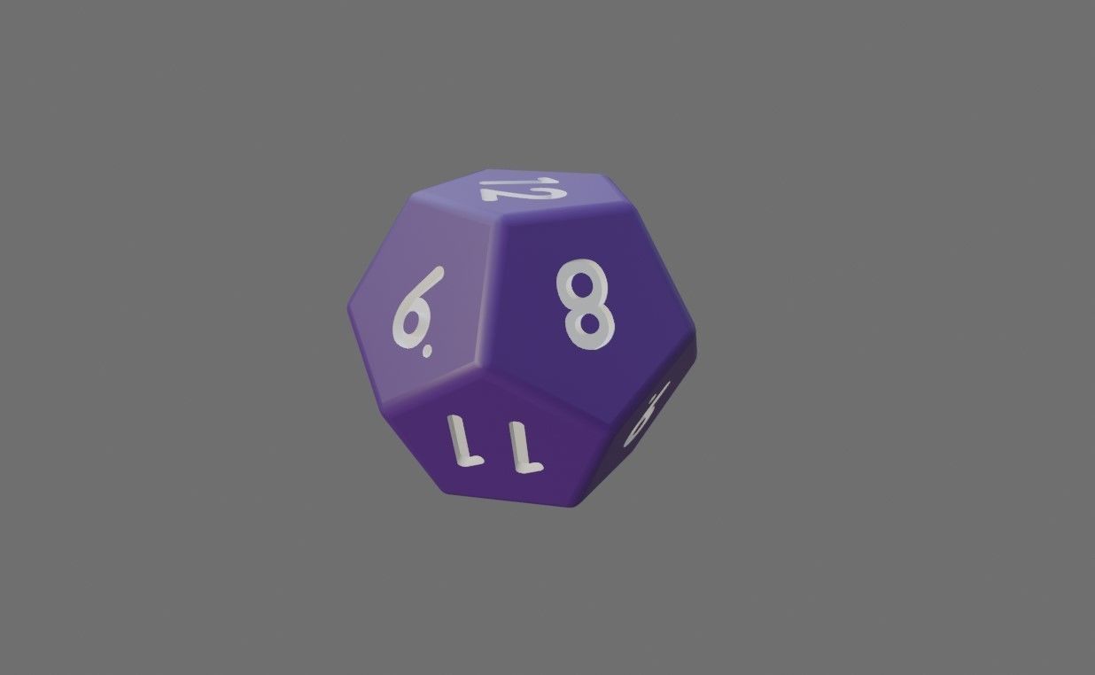 Dice 12 Sides High Poly - Dado Doze Lados Low-poly 3D model_2