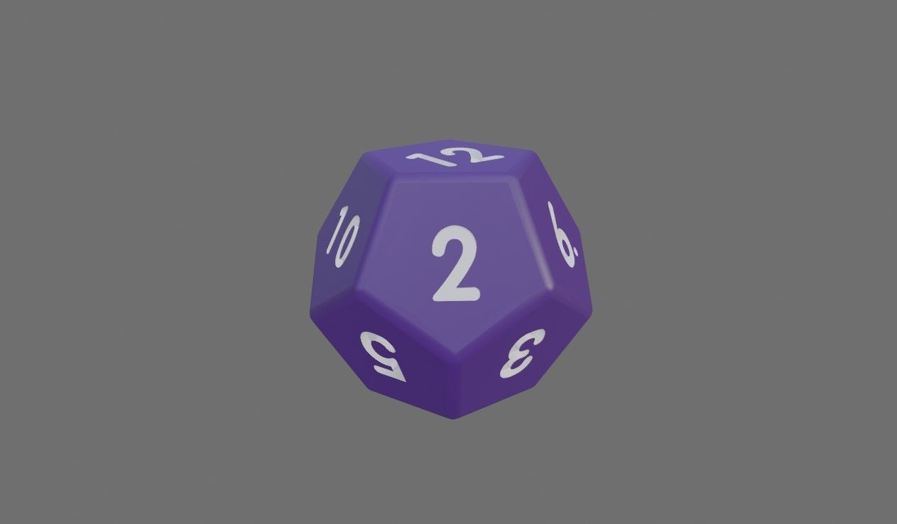 Dice 12 Sides High Poly - Dado Doze Lados Low-poly 3D model_3