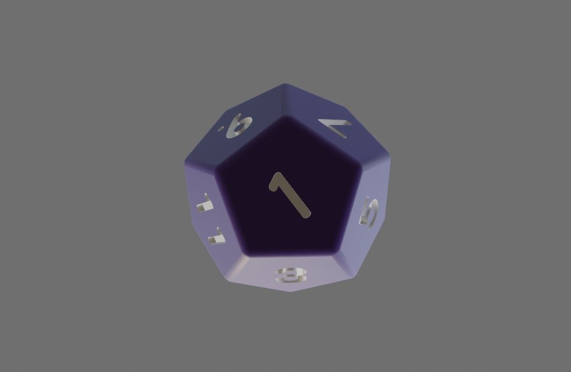 Dice 12 Sides High Poly - Dado Doze Lados Low-poly 3D model_5