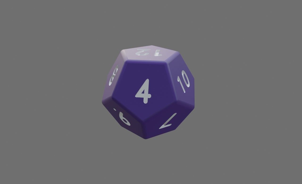 Dice 12 Sides High Poly - Dado Doze Lados Low-poly 3D model_4