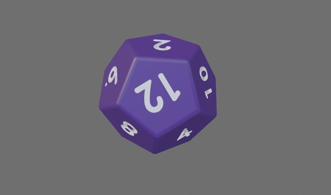 Dice 12 Sides High Poly - Dado Doze Lados Low-poly 3D model_6