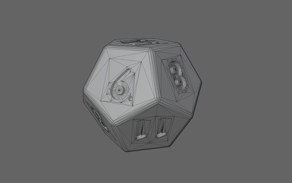 Dice 12 Sides High Poly - Dado Doze Lados Low-poly 3D model_10