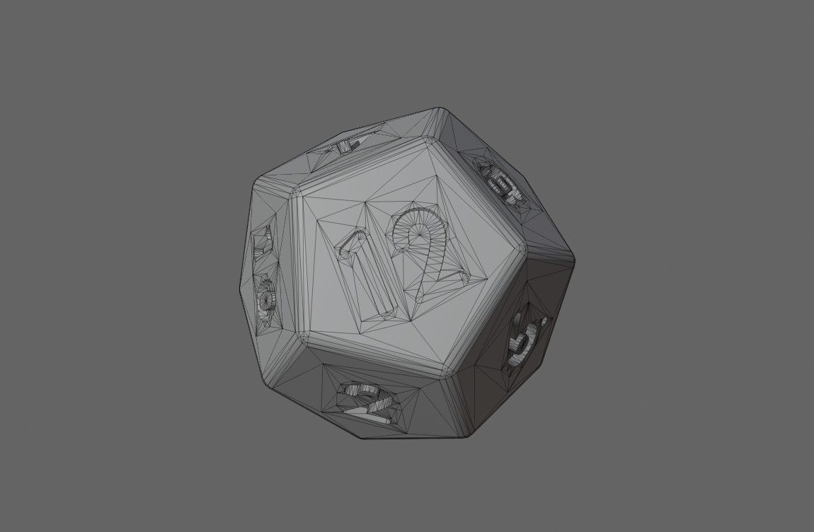 Dice 12 Sides High Poly - Dado Doze Lados Low-poly 3D model_12