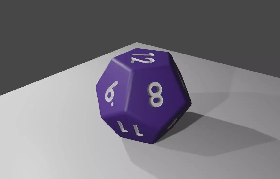 Dice 12 Sides High Poly - Dado Doze Lados Low-poly 3D model_0