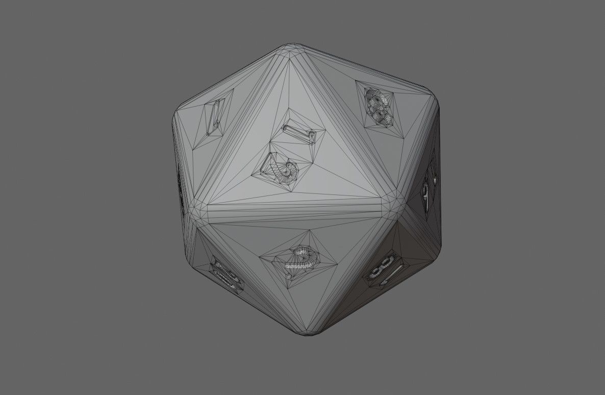 Dice 20 Sides High Poly - RPG - Dado vinte lados Low-poly 3D model_9