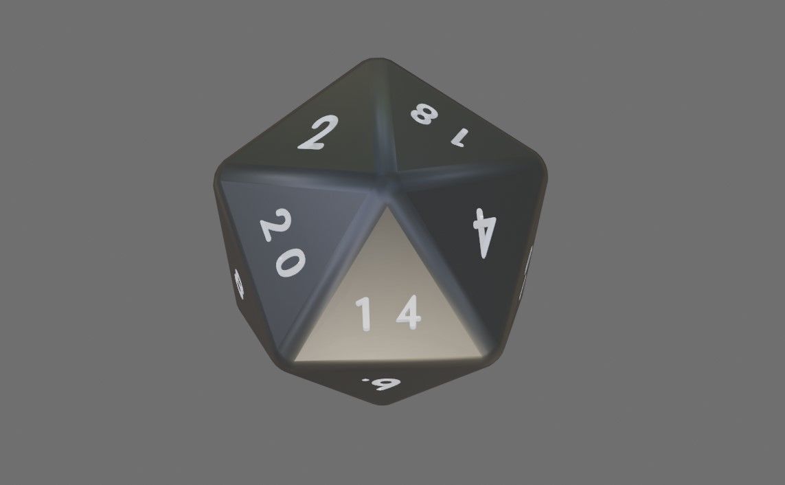 Dice 20 Sides High Poly - RPG - Dado vinte lados Low-poly 3D model_3