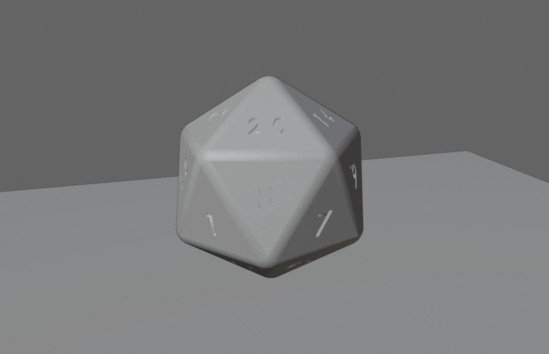 Dice 20 Sides High Poly - RPG - Dado vinte lados Low-poly 3D model_6