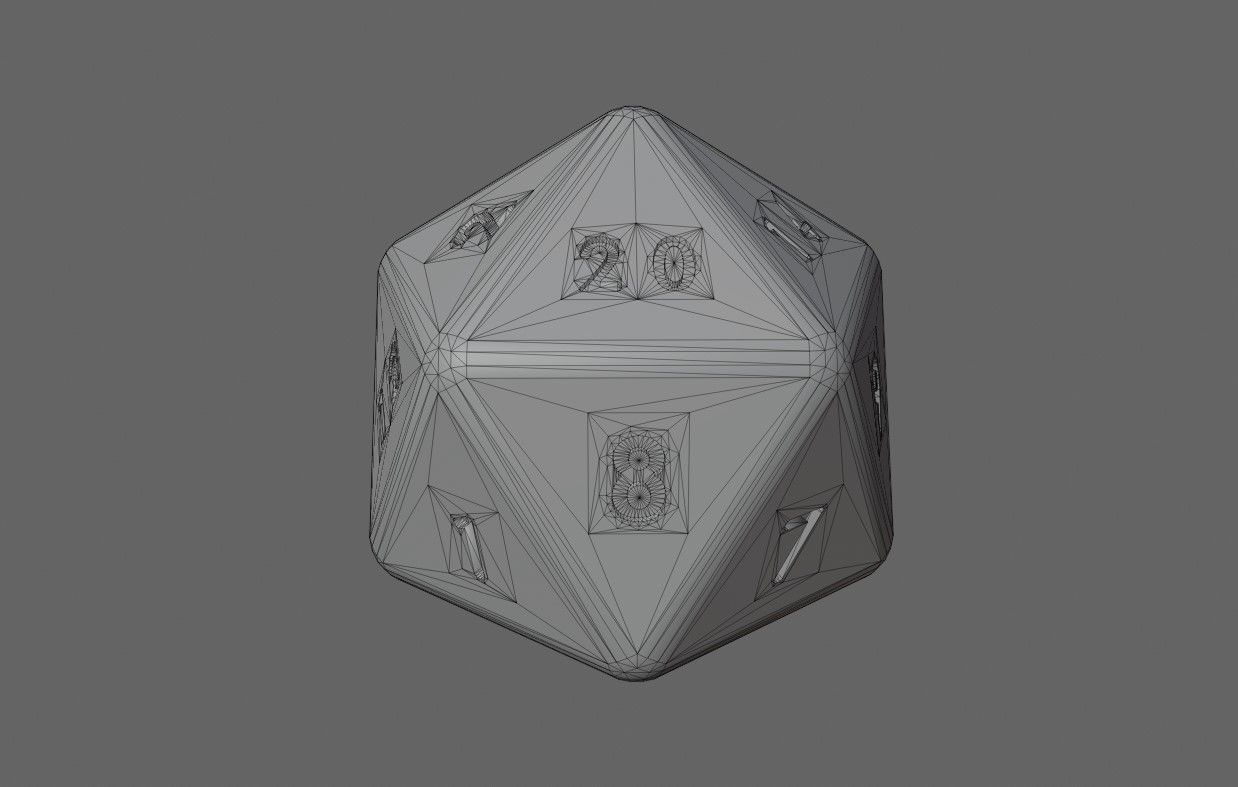 Dice 20 Sides High Poly - RPG - Dado vinte lados Low-poly 3D model_10