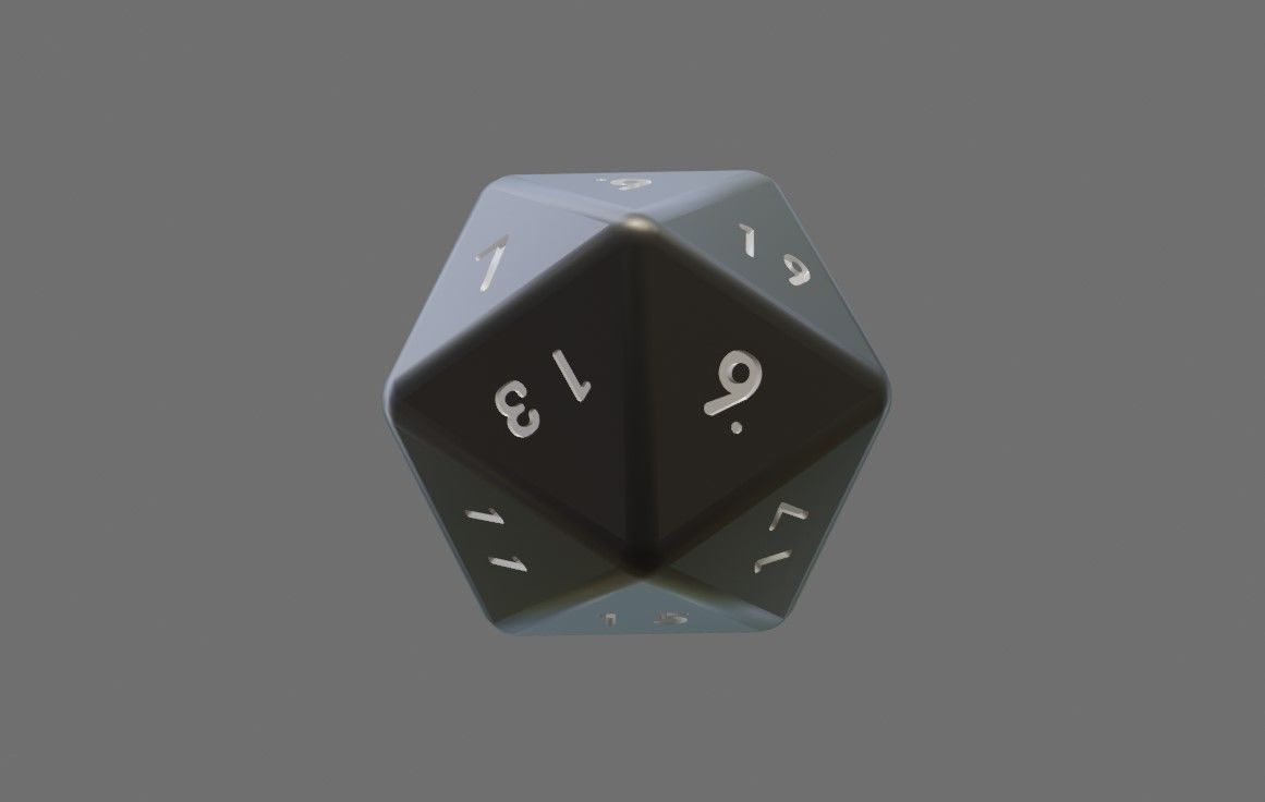 Dice 20 Sides High Poly - RPG - Dado vinte lados Low-poly 3D model_2