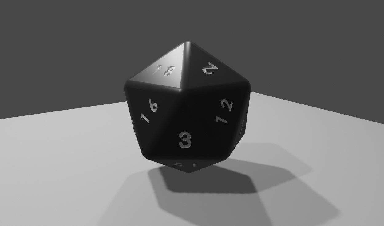 Dice 20 Sides High Poly - RPG - Dado vinte lados Low-poly 3D model_5