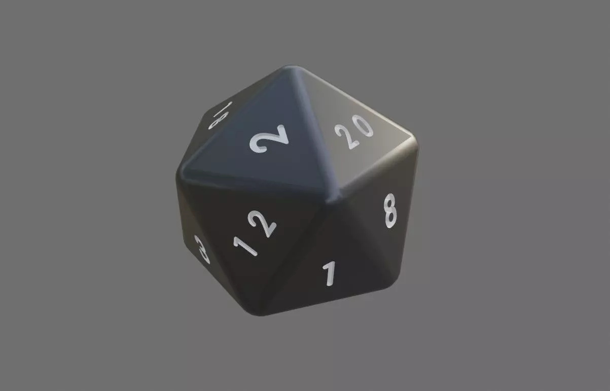 Dice 20 Sides High Poly - RPG - Dado vinte lados Low-poly 3D model_0