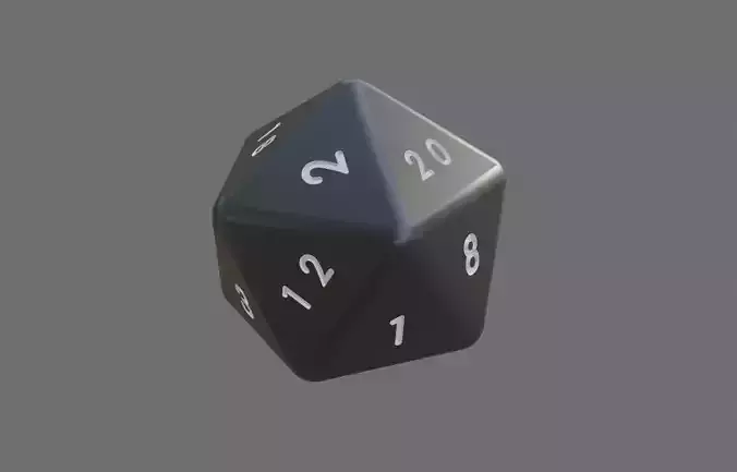 Dice 20 Sides High Poly - RPG - Dado vinte lados Low-poly 3D model