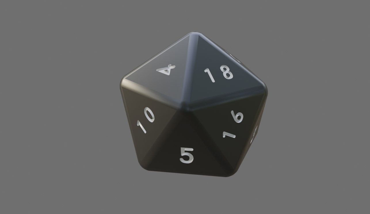 Dice 20 Sides High Poly - RPG - Dado vinte lados Low-poly 3D model_1