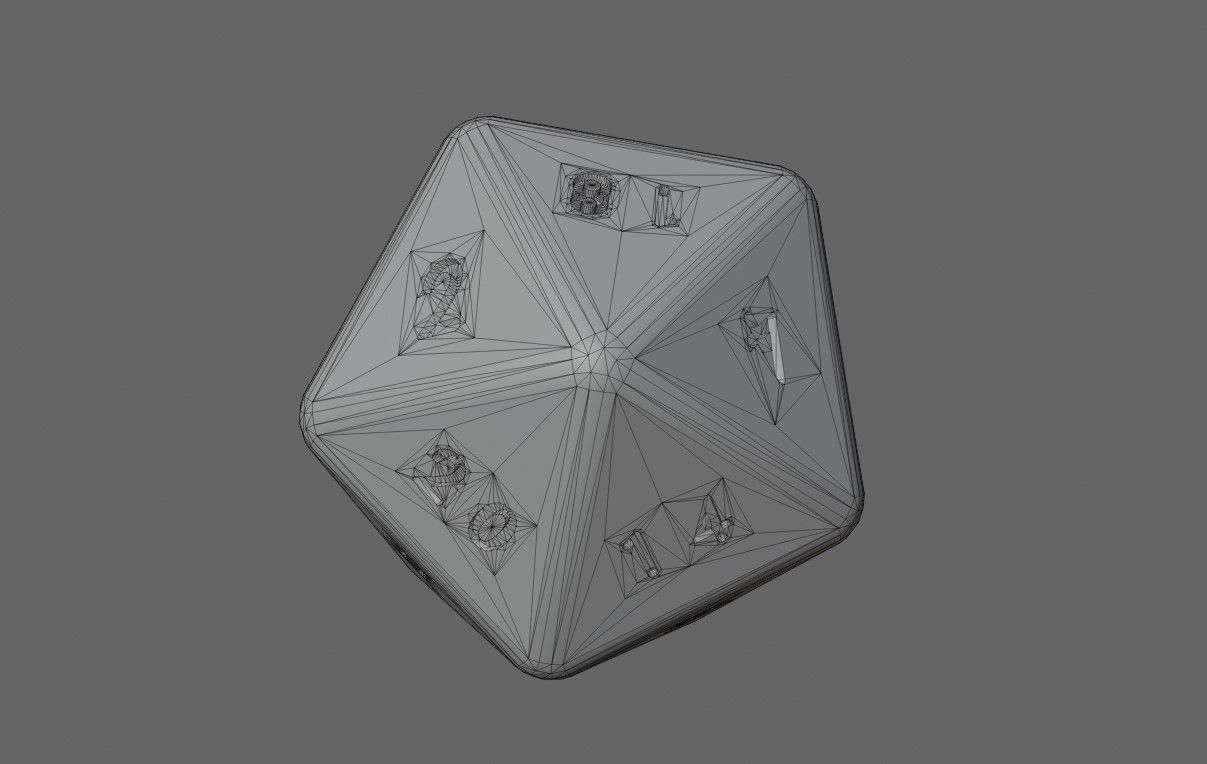 Dice 20 Sides High Poly - RPG - Dado vinte lados Low-poly 3D model_8