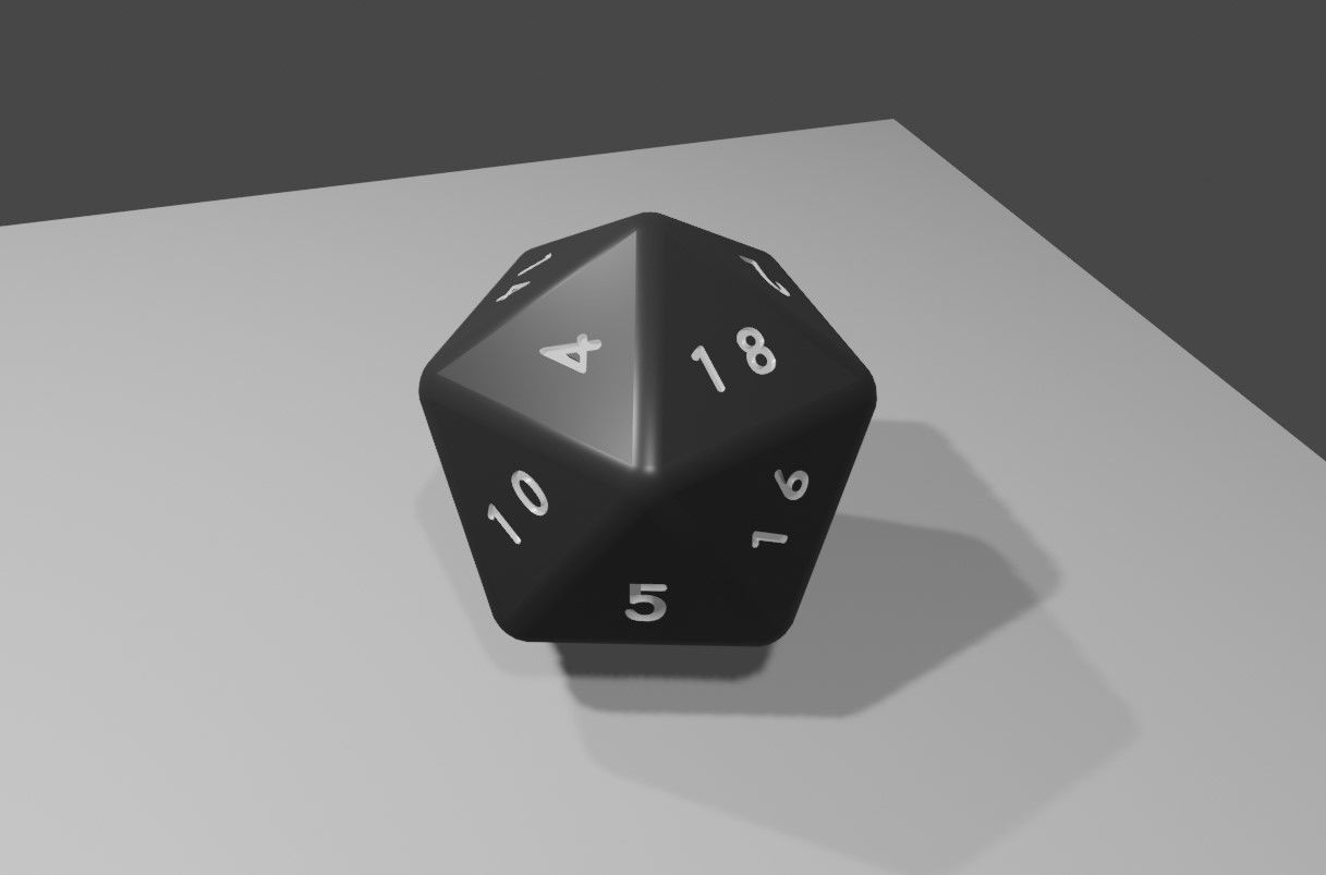 Dice 20 Sides High Poly - RPG - Dado vinte lados Low-poly 3D model_4