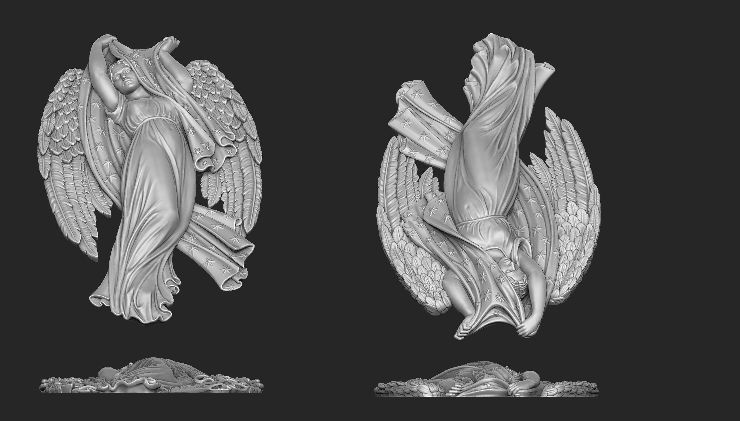 Night Angel Bas-Relief 3D print model_3