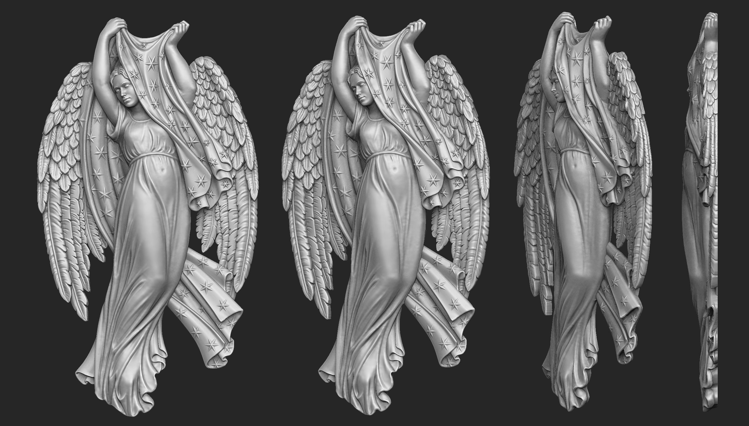 Night Angel Bas-Relief 3D print model_1