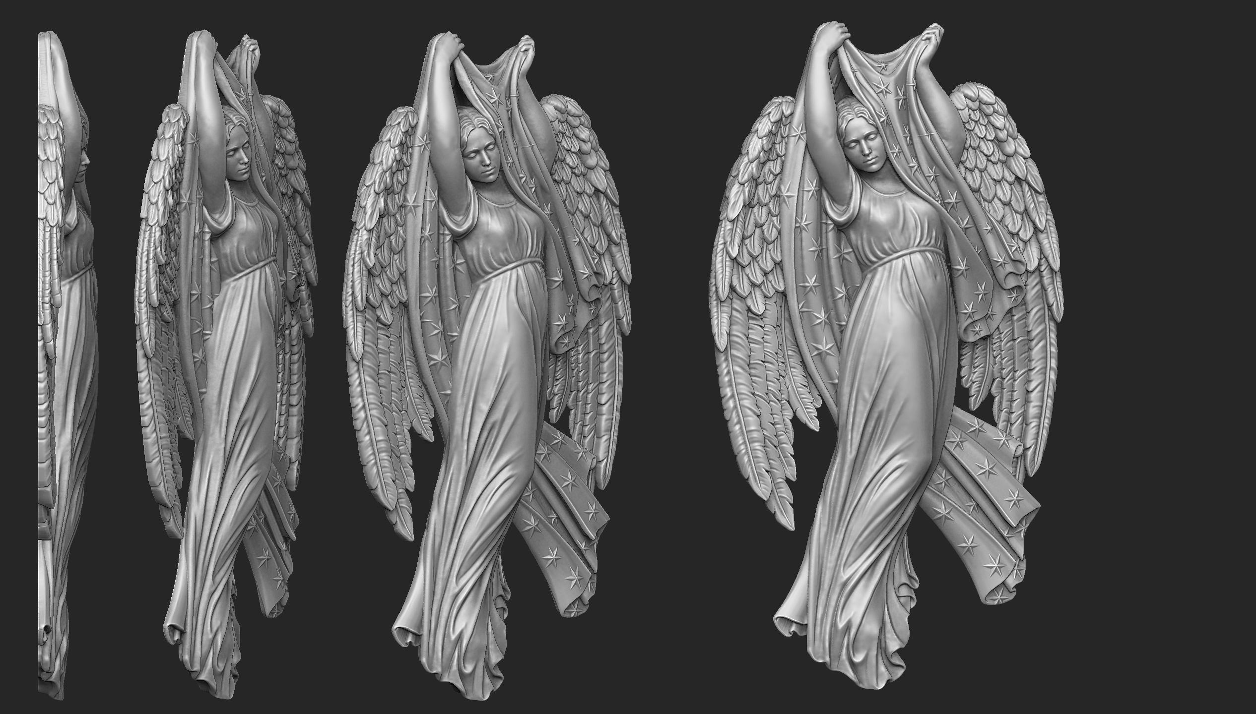 Night Angel Bas-Relief 3D print model_2
