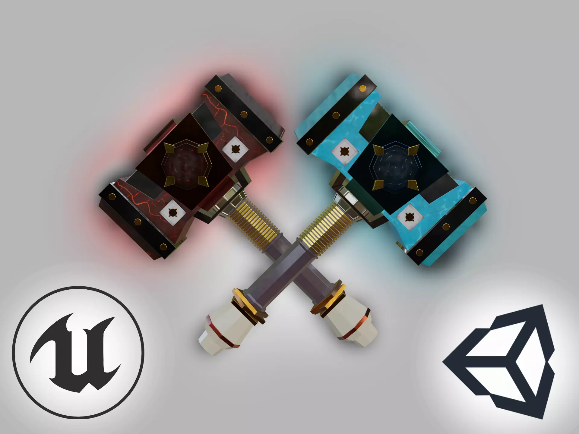 Fantasy Hammer Low-poly 3D model Low-poly 3D model_0